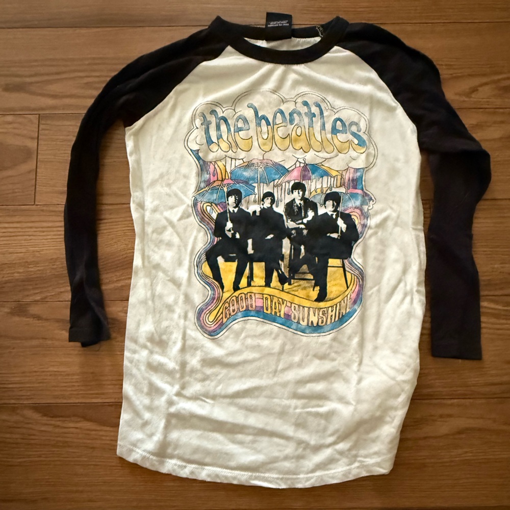 Beatles Cream and Black Graphic Long Sleeve Shirt